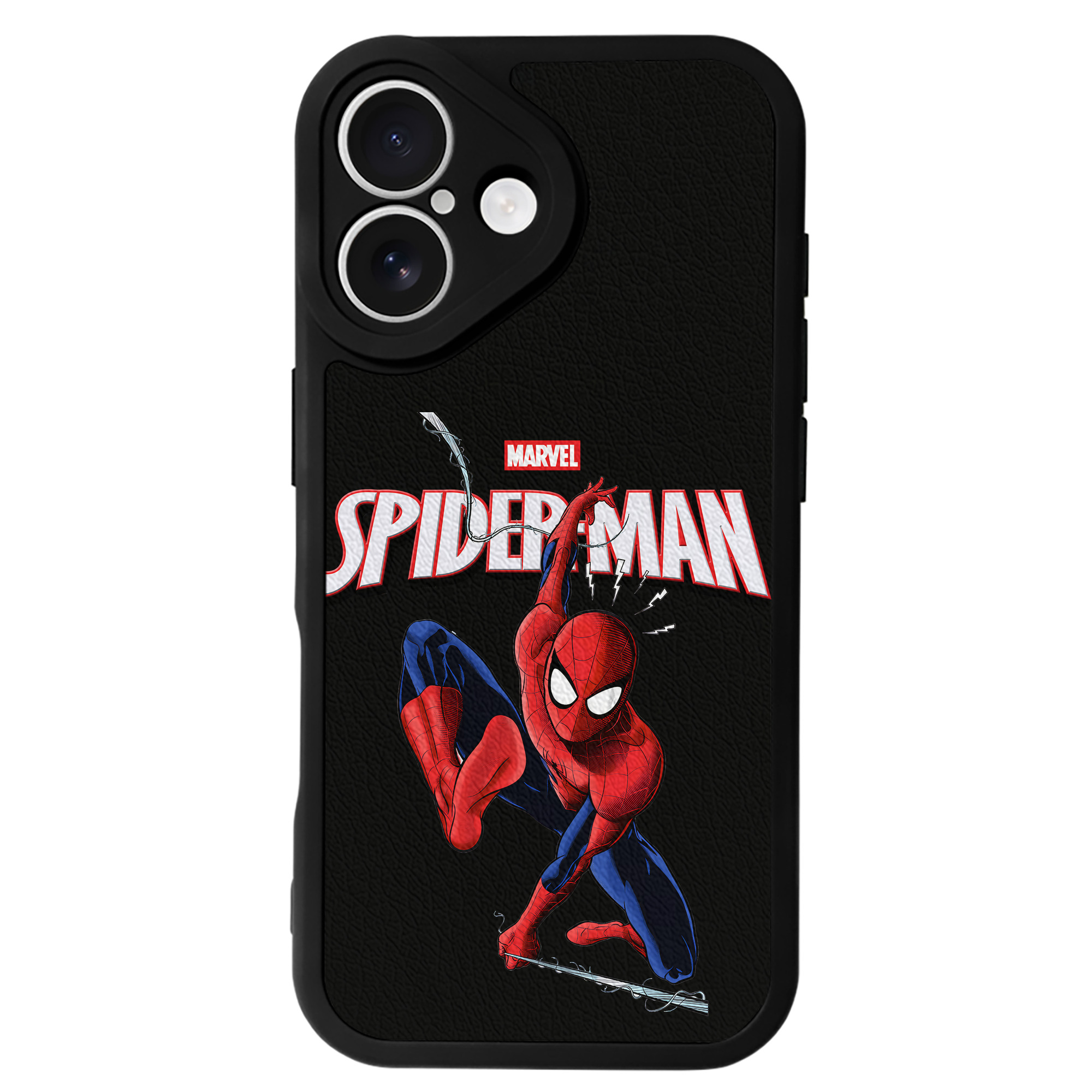 Spider Man スパイダーマン 【iPhone 16シリーズ対応】シリコンスマホケース（レザー調） 材質：シリコン